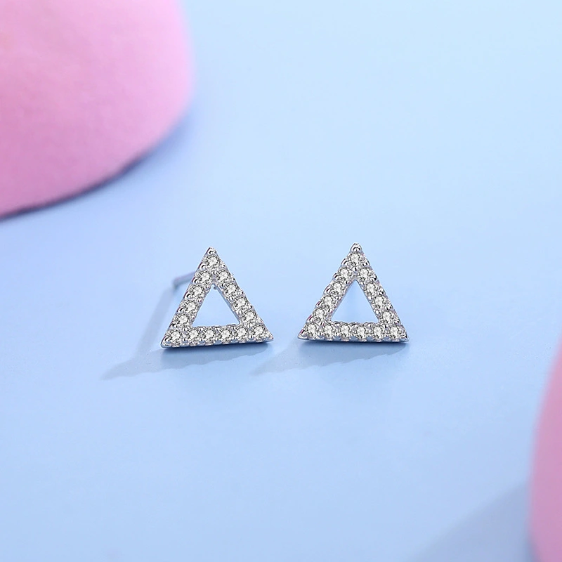 S925 Silver Triangle Simple Diamond Earrings