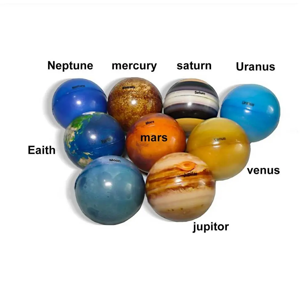 Color Printing Sponge Solid Soft Eight Planets Foam Toy Bouncy Ball