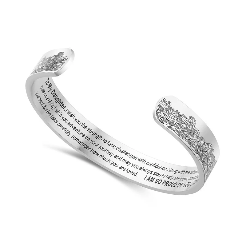 10mm Wave Titanium Steel Bracelet With Lettering Inspirational WaveBracelet