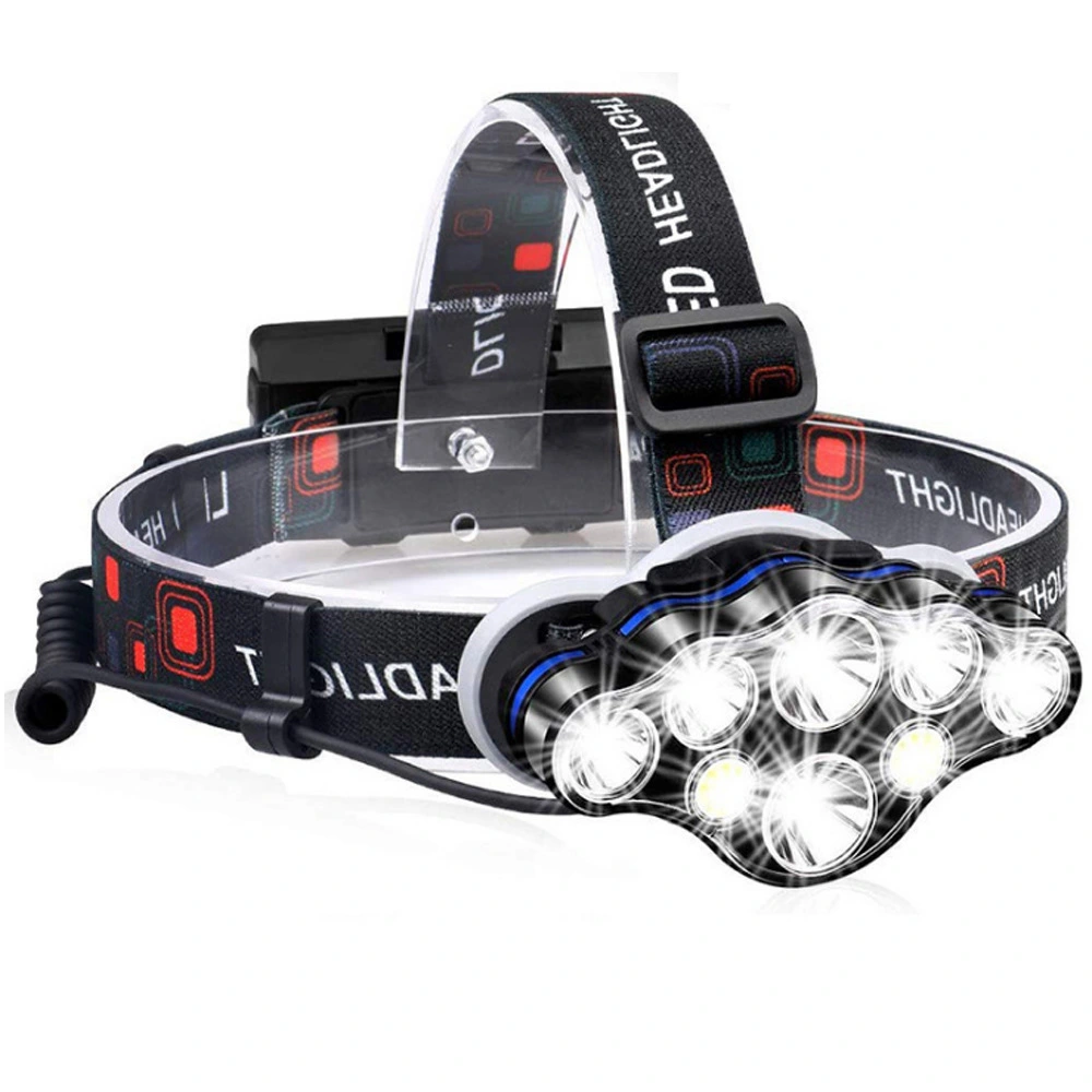 USB Charging 8LED Strong Light T6 Headlight Outdoor Multifunctional Camping Night Fishing Waterproof