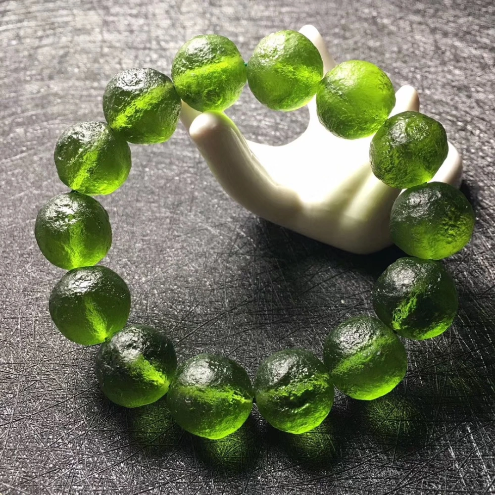 Meteorite Rough Natural Czech Green Meteorite Bracelet