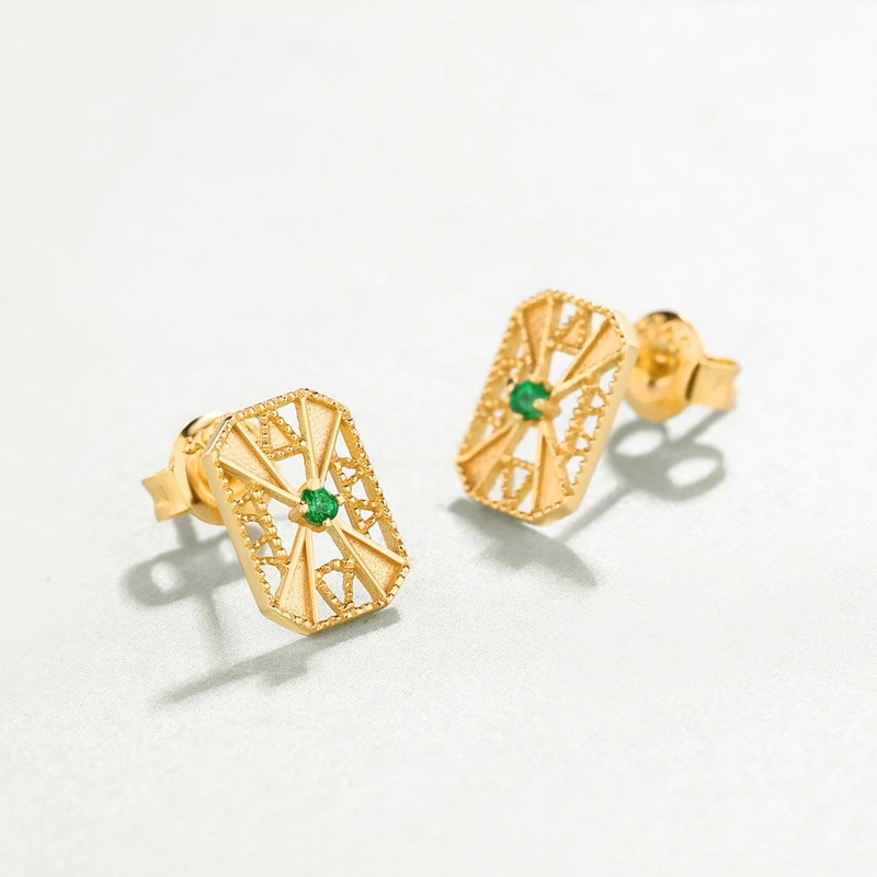 Fashion Women's Simple Emerald Geometric Earrings