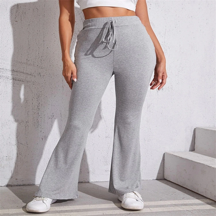 European And American Solid Color Loose Wide Leg High Waist Elastic Band Casual Pants