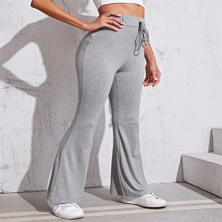 European And American Solid Color Loose Wide Leg High Waist Elastic Band Casual Pants