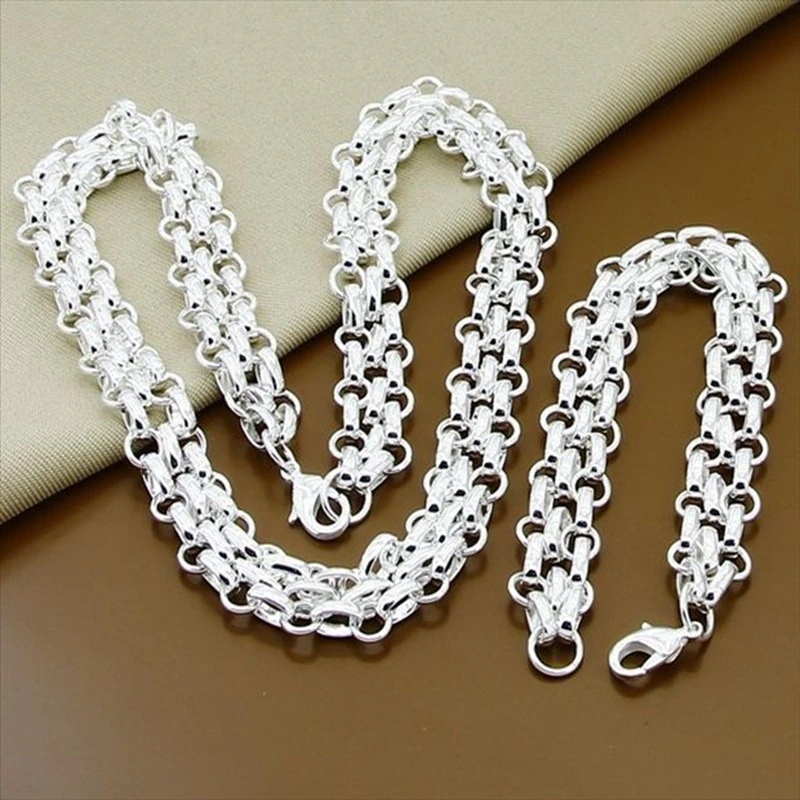 Silver-plated Fashion Three-link Bracelet Necklace