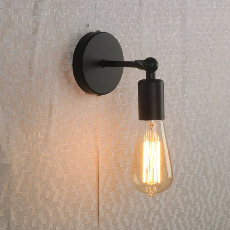 American Black Industrial Style Small Wall Lamp Indoor Wrought Iron Simple