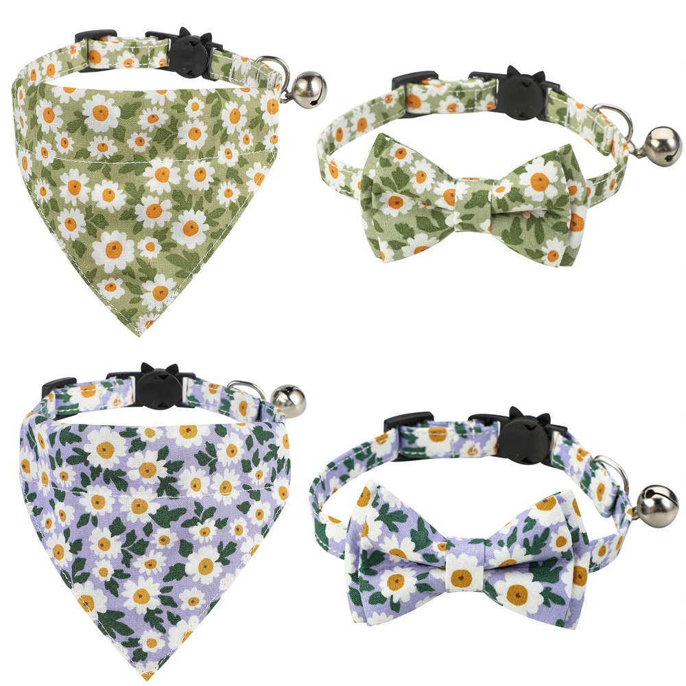 Cotton Small Floral Cat Collar Pet Bow