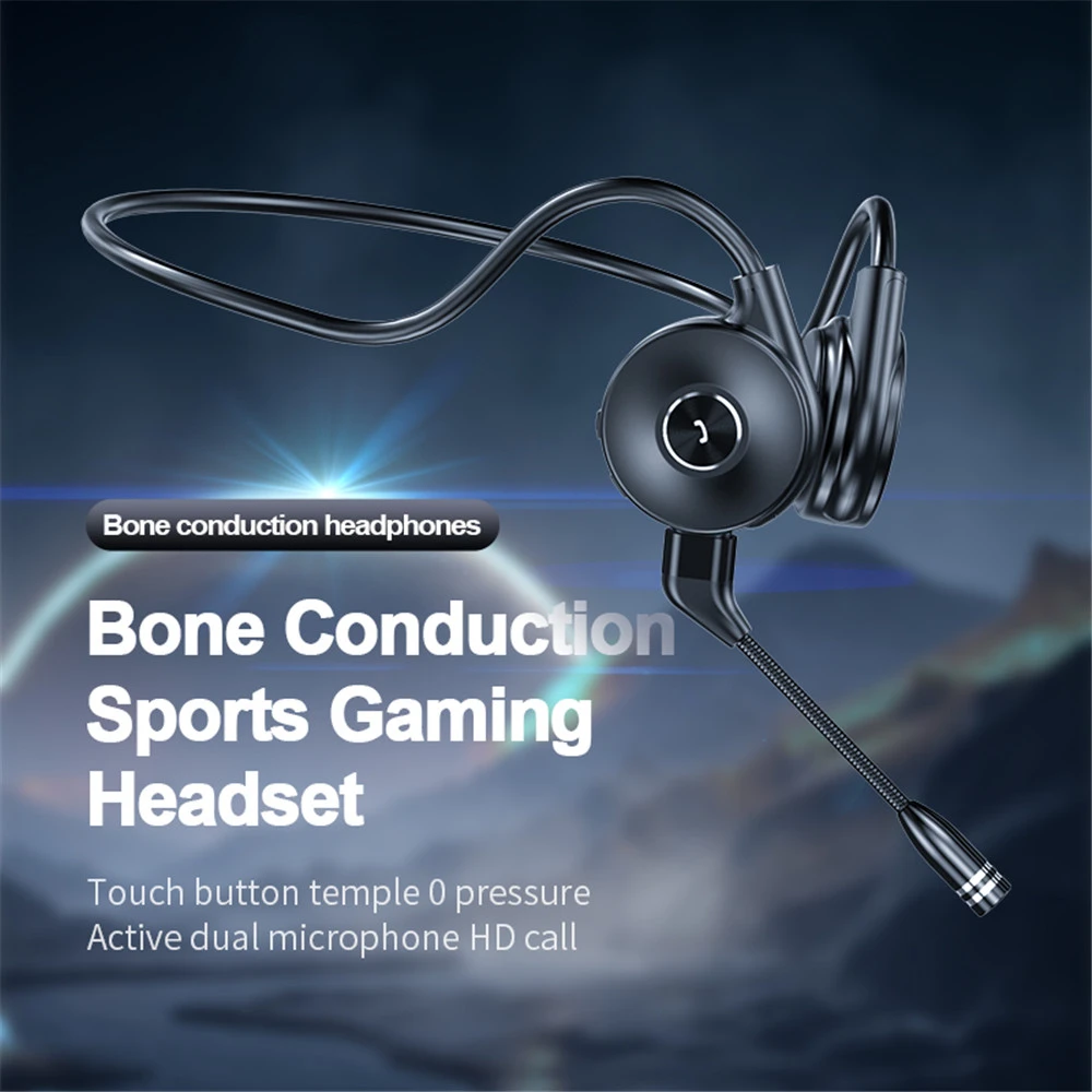 Bone Conduction Bluetooth Headset True Stereo Pair Ear Strap Long Detachable