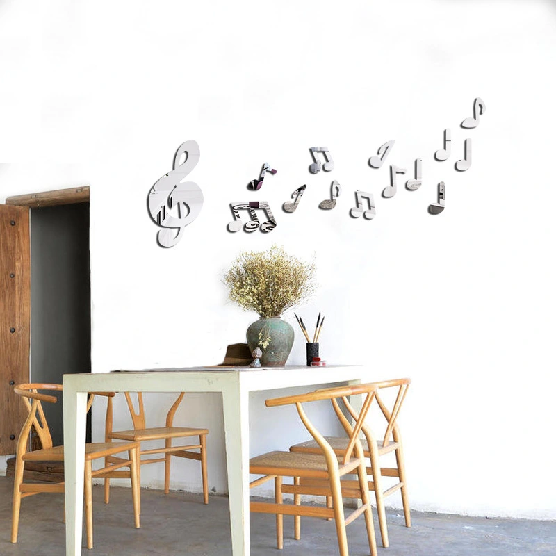 Creative Musical Note Stereo Mirror Wall Sticker 3D Relief