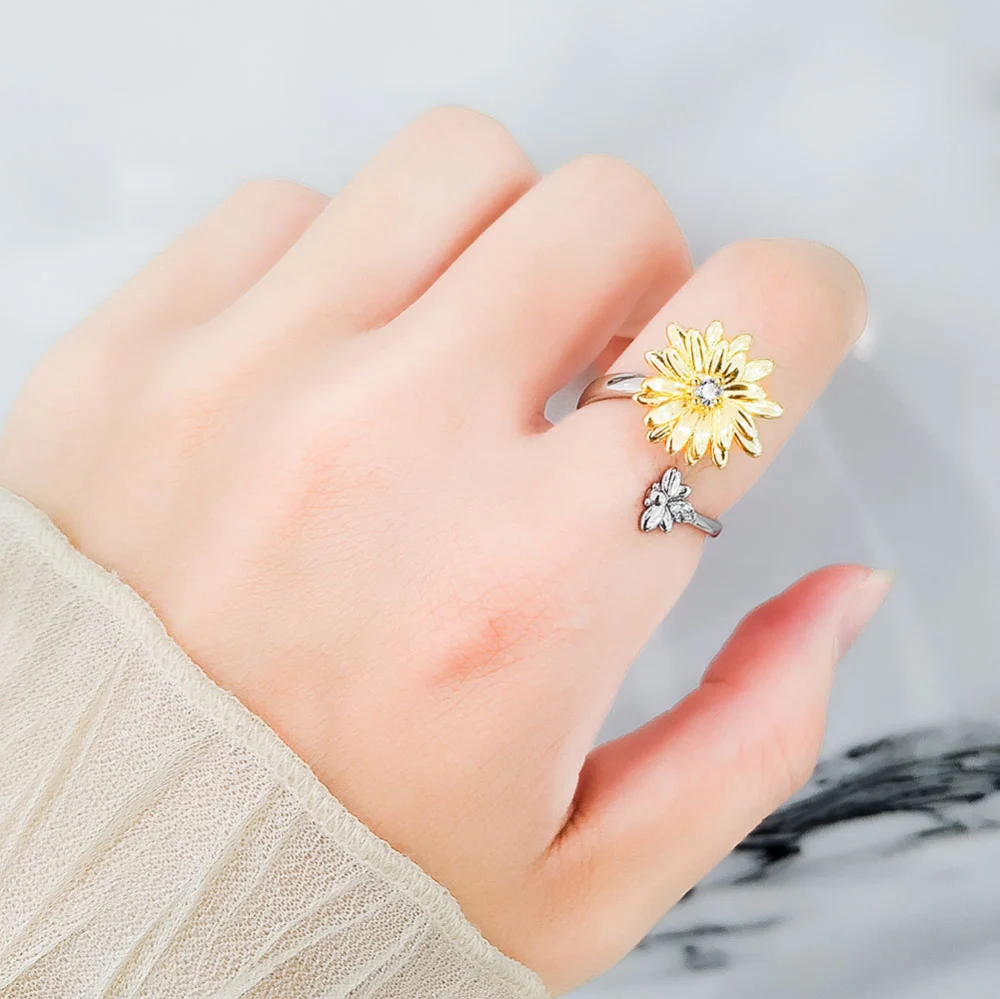 Daisy Spinning Ring Personalized Sunflower Fashion