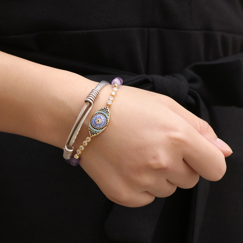 Amethyst Zircon Single Circle Eye Diamond Bracelet