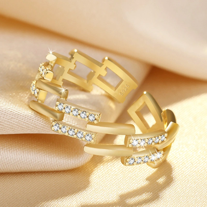 Double Layer Hollow Trapezoid Female Ring