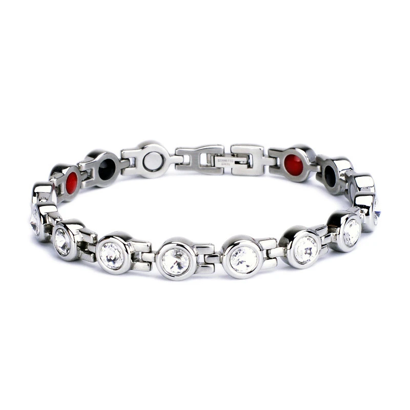 Stainless Steel Ladies Healing Crystal Magnetotherapy Bio-energy Bracelet