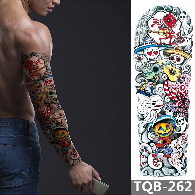 Flower Arm Holiday Cartoon Skull Pumpkin Funny Simulation Tattoo Sticker