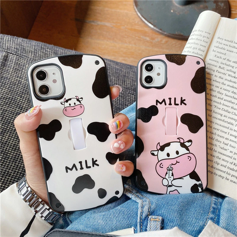 Creative Simple And Cute Cow Ring Phone Case