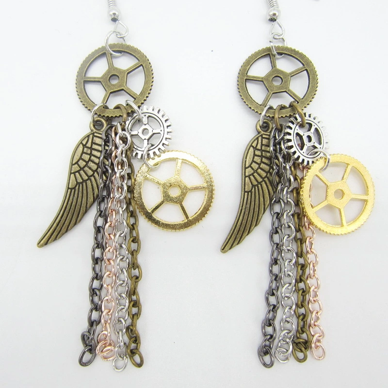 European And American Retro Gear Earrings Steampunk DIY Handmade