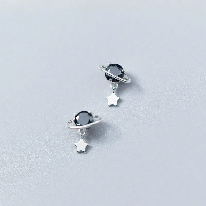 Fashion Cute Black Diamond Small Planet Earrings