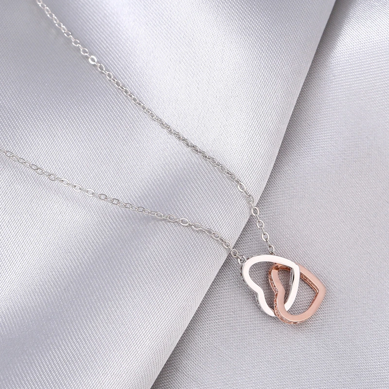 Cross-border Zinc Rose Gold Color Separation Double Ring Necklace