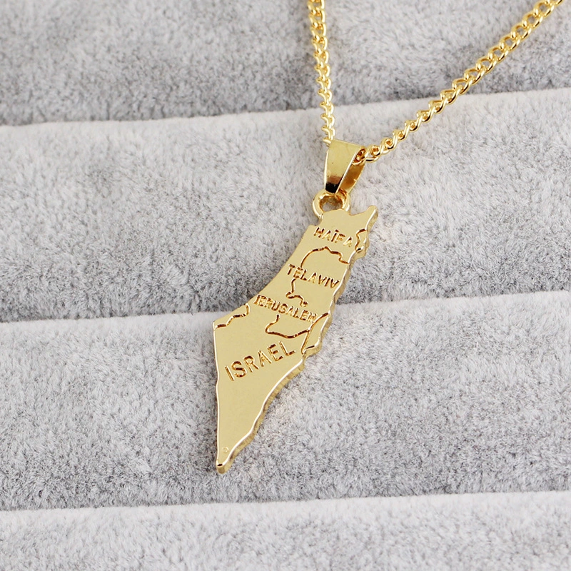 Golden map , geometric personality necklace accessories