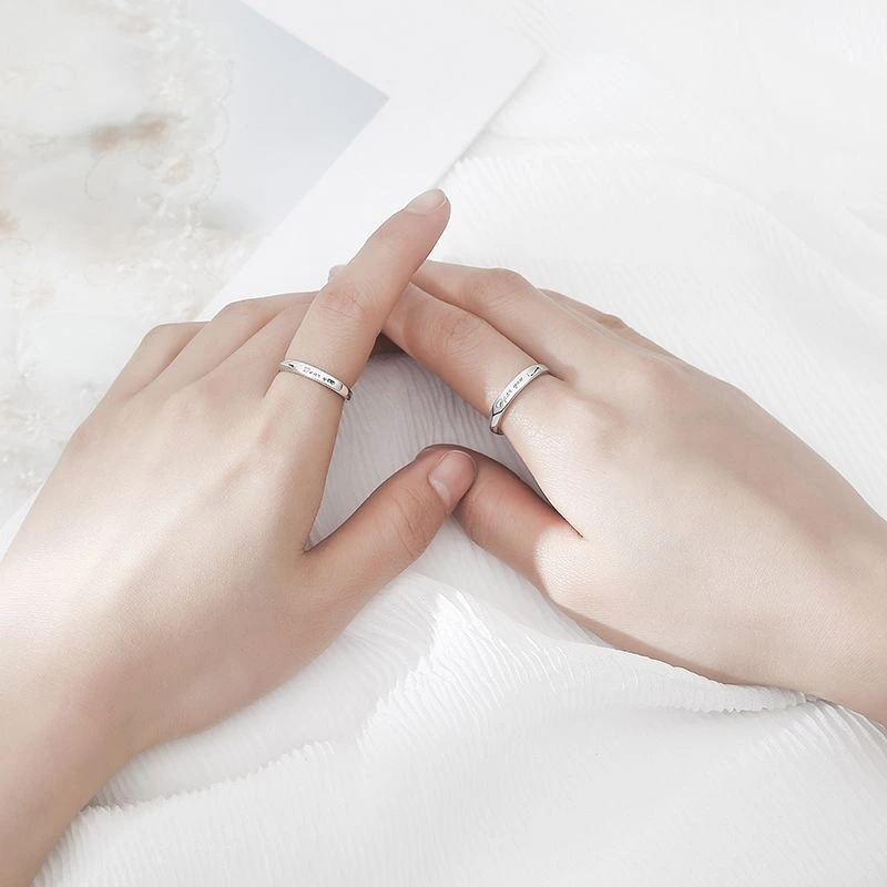 Dear You Couple Ring Made Of White Copper For Men And Women