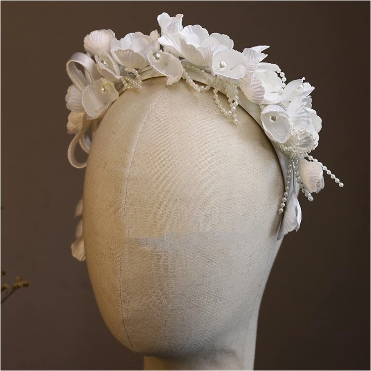 Handmade Satin Embossed Flower Hair Hoop