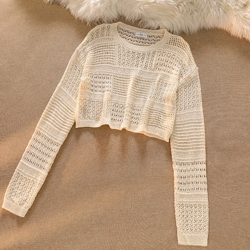 Cream Mesh Knit Cardigan