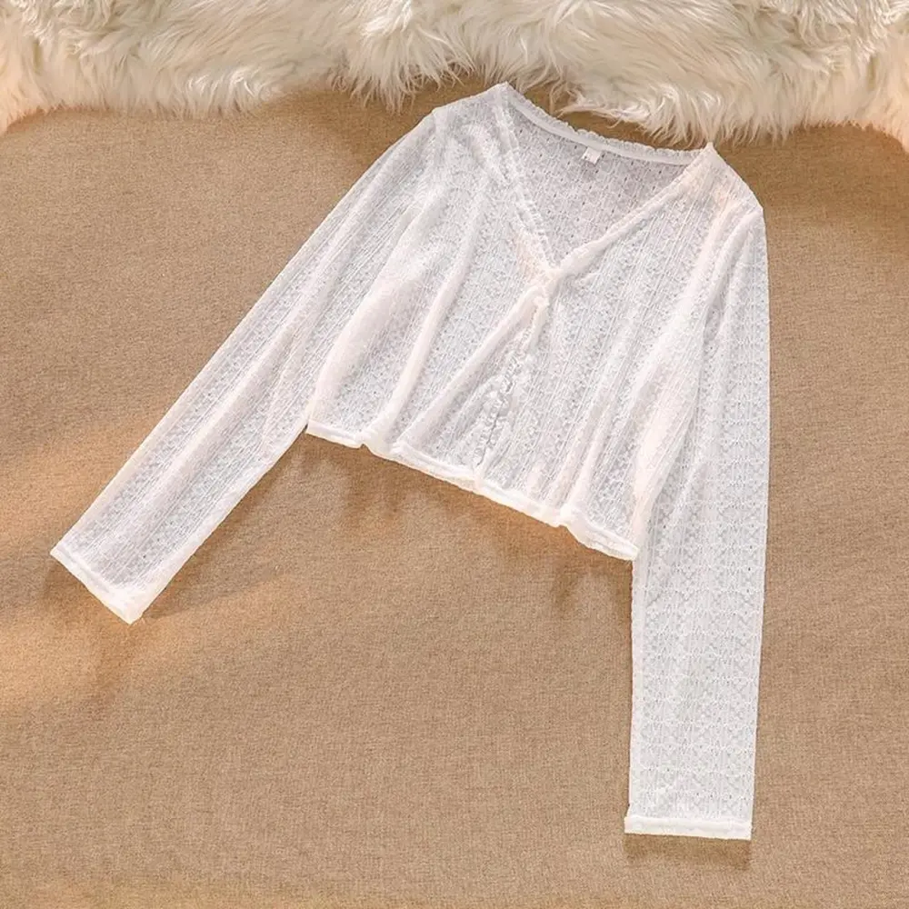 white mesh cardigan