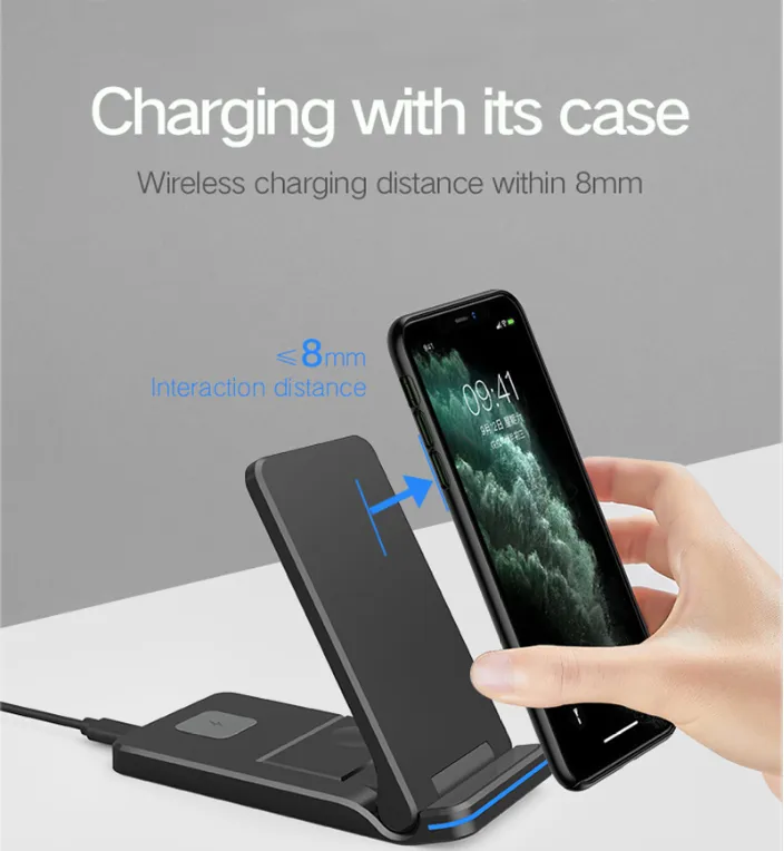 Cellphone 15w foldeable Qi Wireless Charger Portable 3 in 1