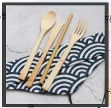 Japanese Creative Knife, Fork And Spoon Set Bamboo Tableware Portable Tableware Household Products Knife, Fork, Spoon And Straw Set