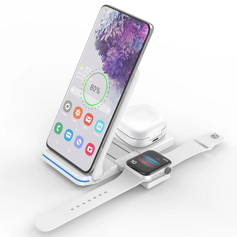 Cellphone 15w Foldeable Qi Wireless Charger Portable 3 In 1