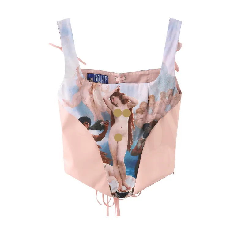 Oil Painting Daisy Corset Bustier Top