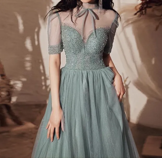 Princess Prom Evening Blue Dress