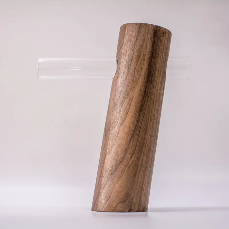 Walnut Wood Headphone Holder With Glass Axis