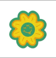 Carpet Mat Green Smile Flower