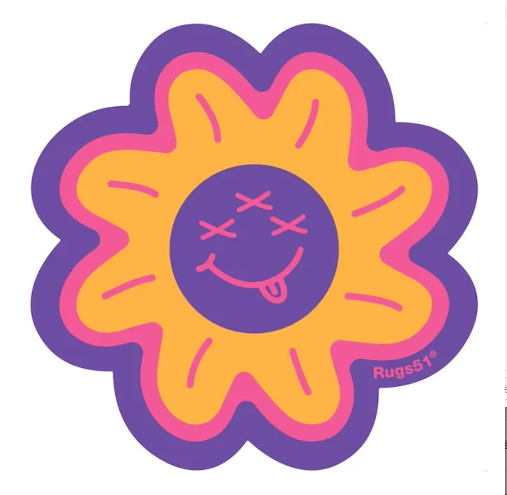 Carpet Mat Purple Smile Flower