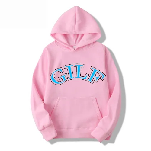 GILF Hoodie with Light Blue Lettering