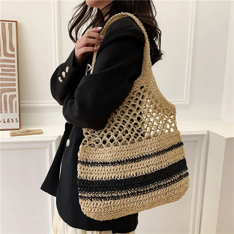 Grass Woven Hollow Bag Single Shoulder Handle