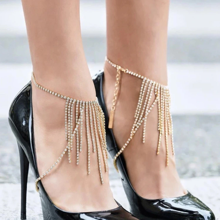 Sparkling Full Diamond Heels Fringe Anklet