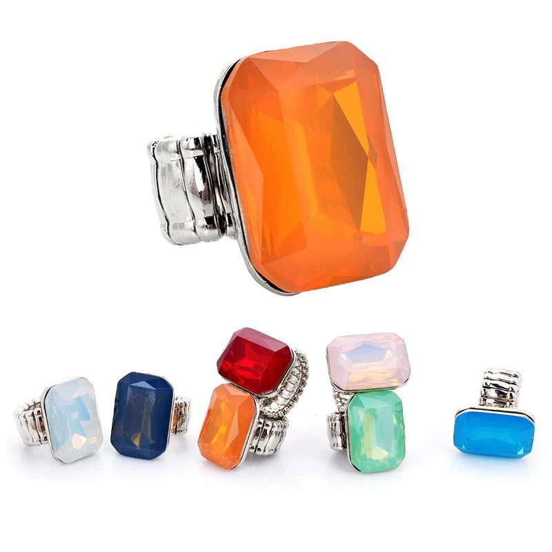 Simple Fashion Personality Square Crystal Ring