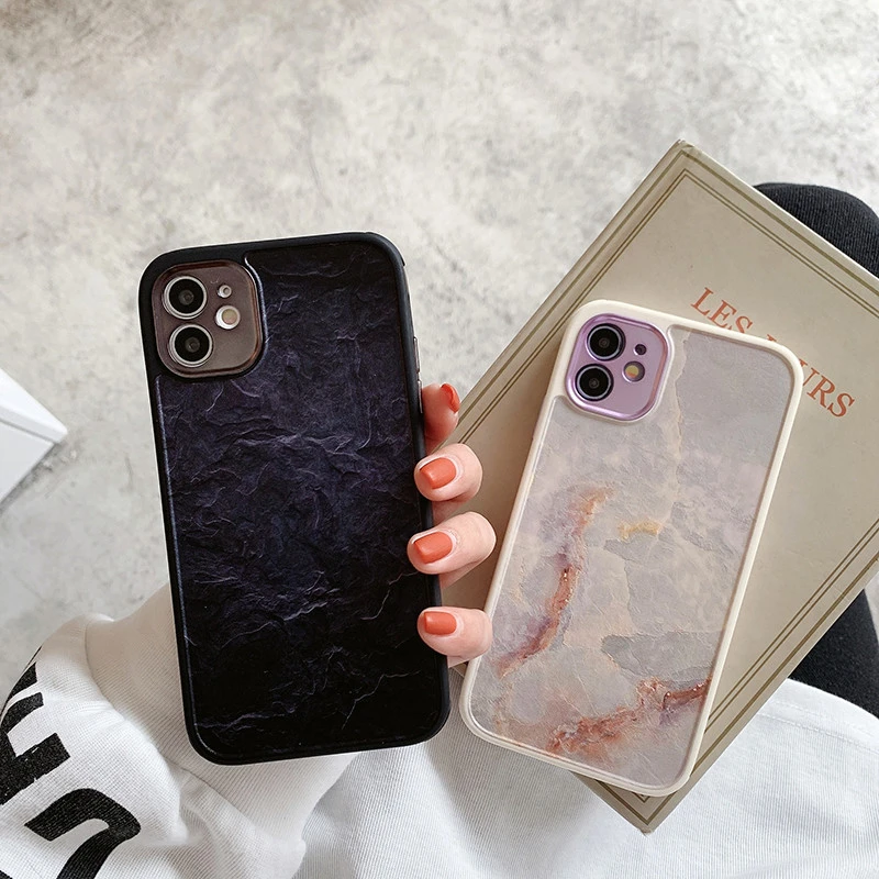 Compatible with Apple, Marble iPhone Frosted Electroplating Soft Phone Case