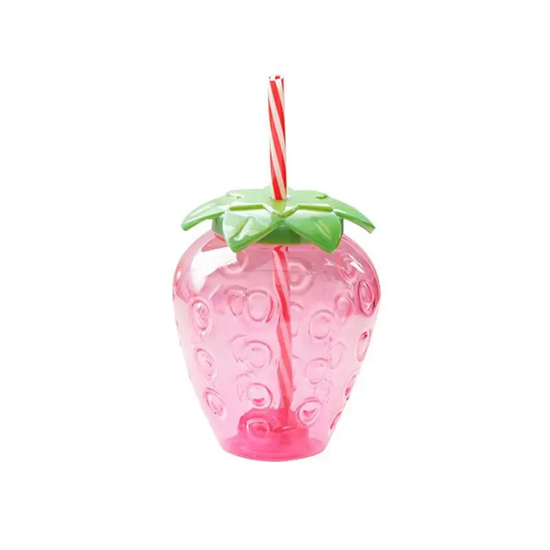 Net Red Strawberry Straw Cup Plastic Cup Cute Female Casual Milk Tea