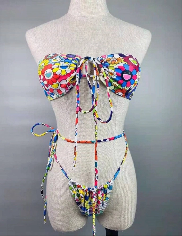 Bikini Con Estampado De Girasol Para Mujer