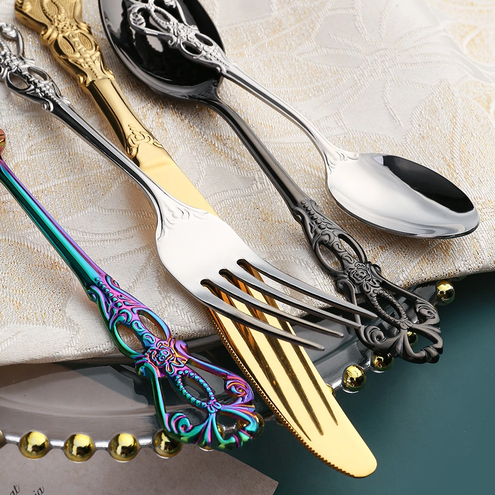 Embossed Spoon Stirring Ice Spoon Banquet Steak Cutlery