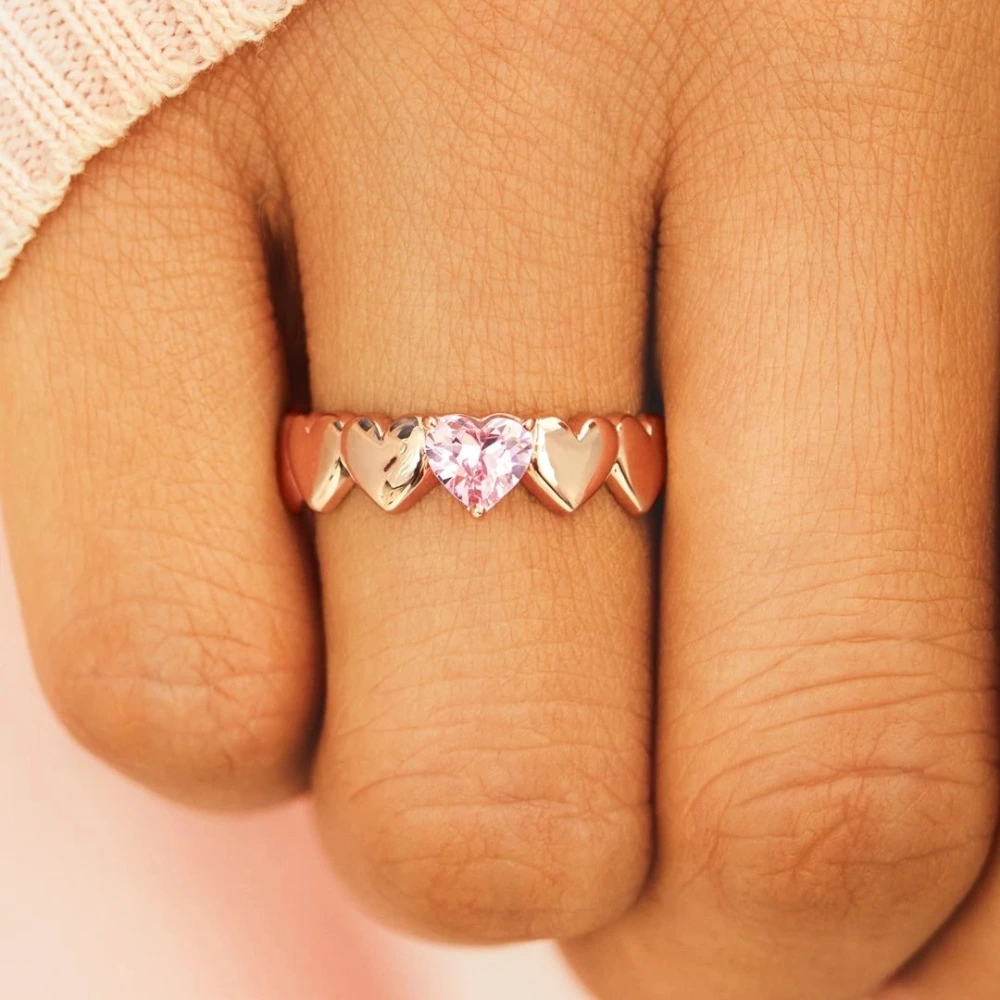 Fashion Creative Simple Diamond Rose Gold Love Ring