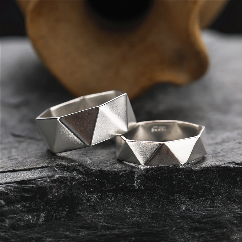 S925 Sterling Silver Korean Geometric Diamond Ring