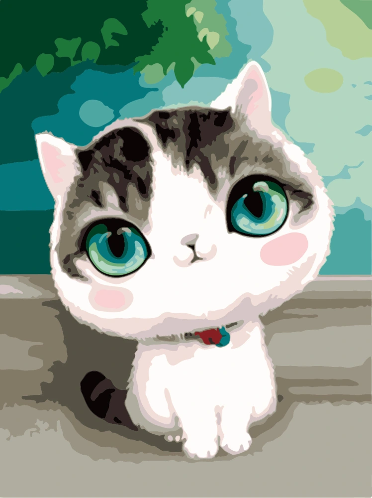 Hand-painted Animal Cute Pet Cat Decorative Painting