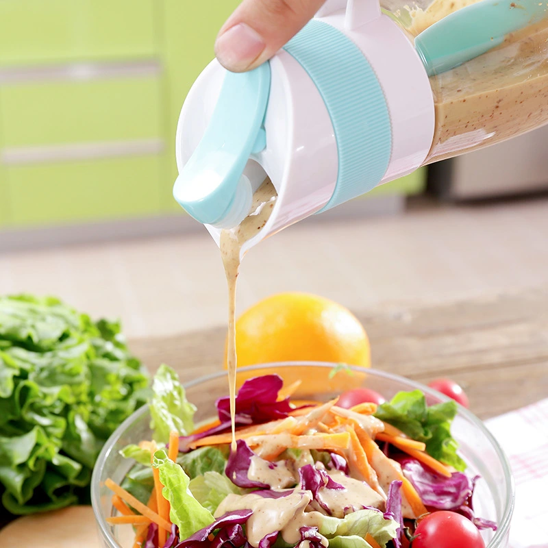 Salad Bottle With Handle Kitchen Salad Mixing Cup Household Seasoning Mixing Bottle Plastic Ketchup Mixing Bottle