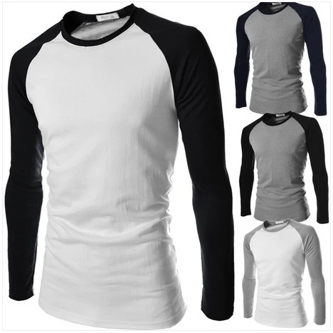 Men's Slim Fit Long Sleeve T-shirt with Raglan Sleeve