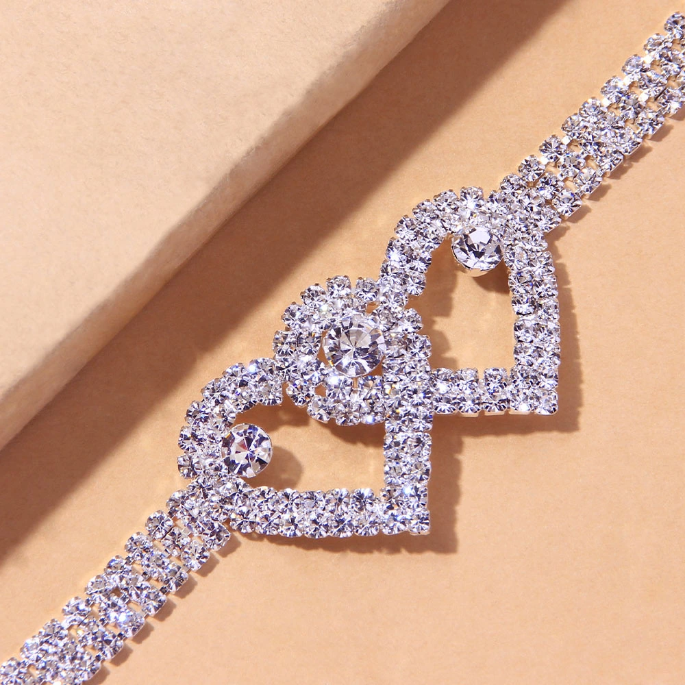 All-match Heart-shaped Rhinestone Anklet