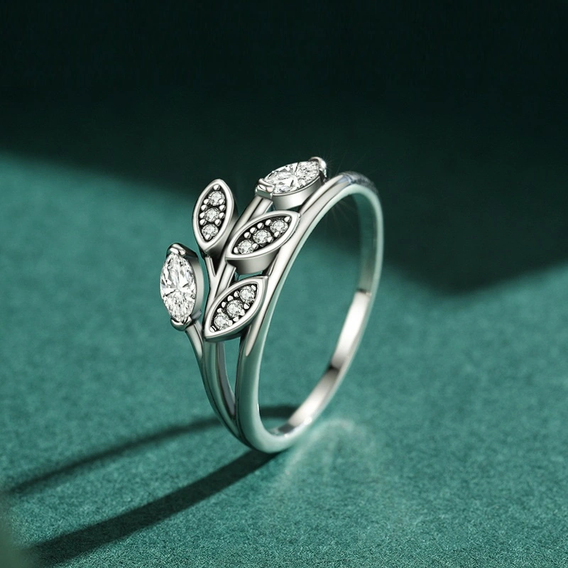 Vintage Thai Silver Ring Fashion Leaf Ins Wind Leaf Ring